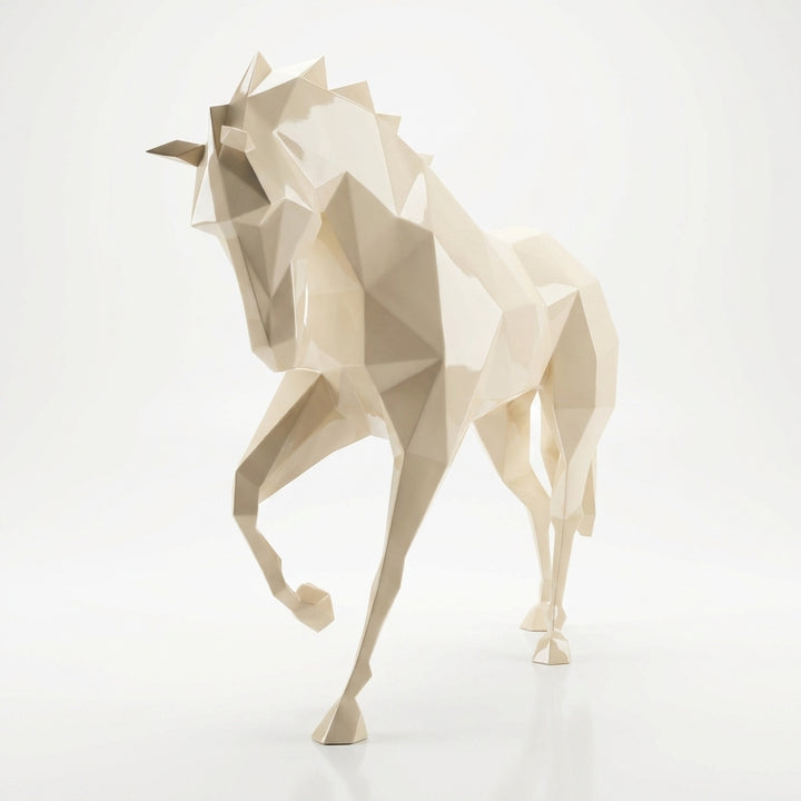 Grande Sculpture Cheval Polygone en Résine - Sculpture Origami