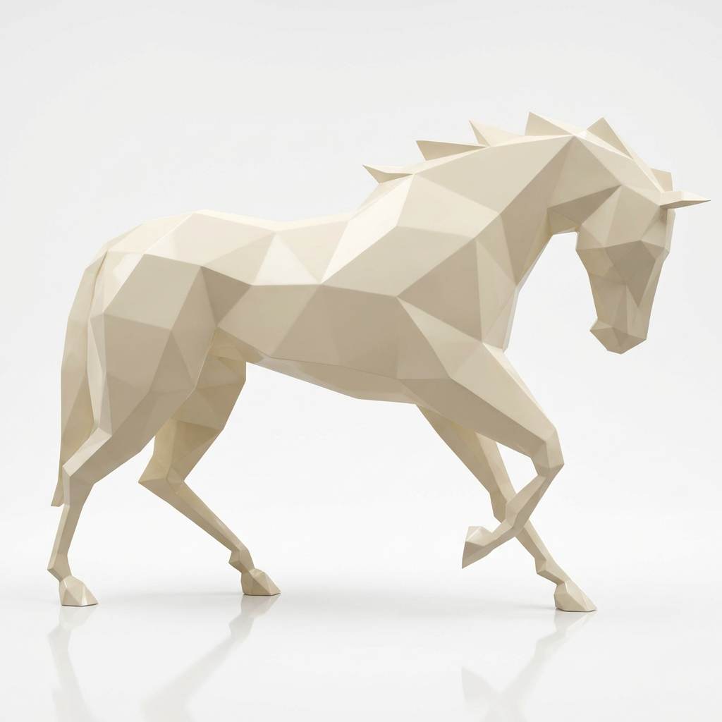 Grande Sculpture Cheval Polygone en Résine - Sculpture Origami