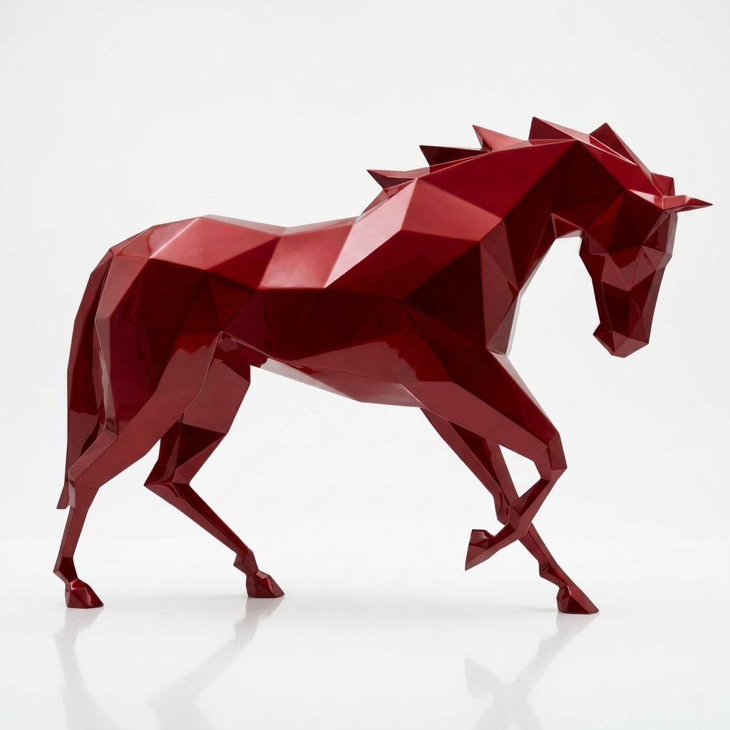 Grande Sculpture Cheval Polygone en Résine - Sculpture Origami