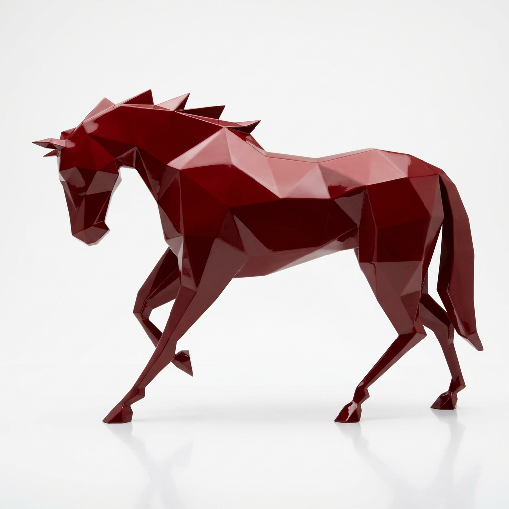 Grande Sculpture Cheval Polygone en Résine - Sculpture Origami
