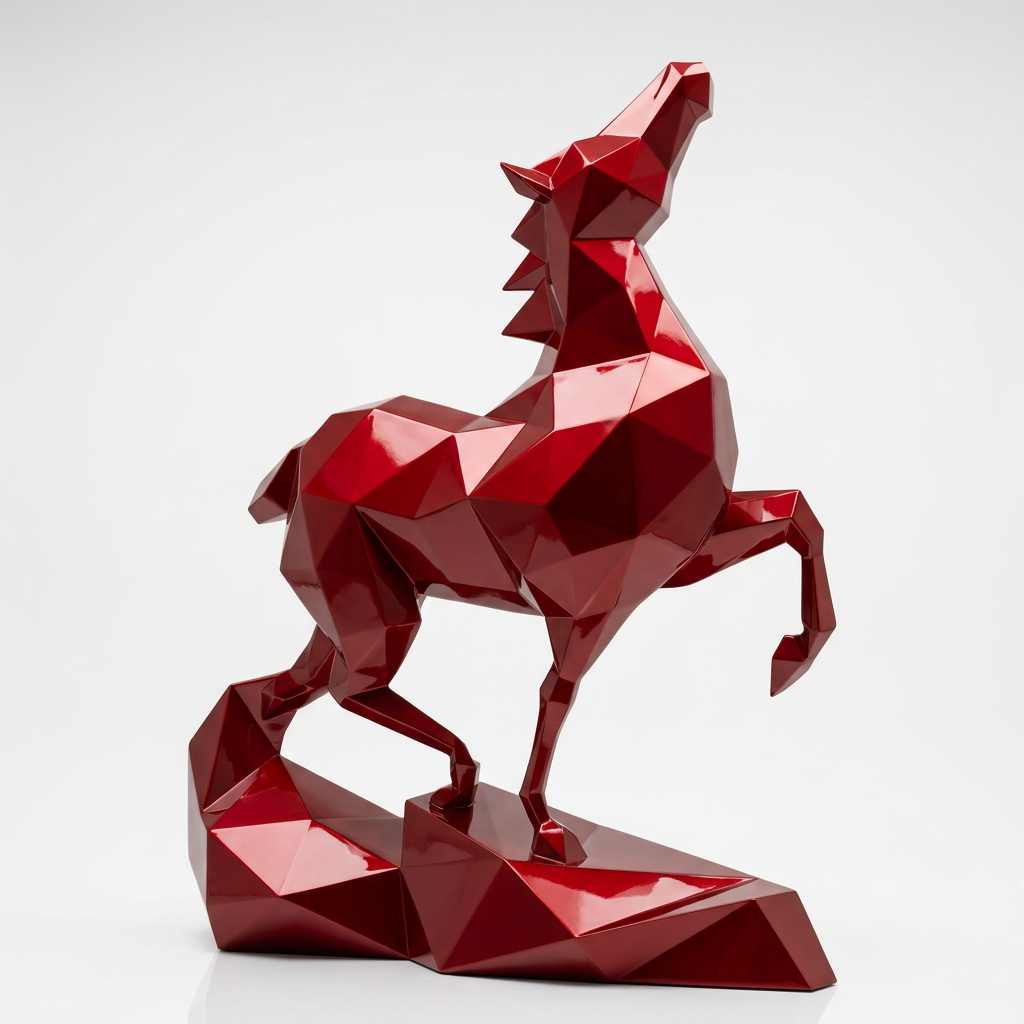Petite Sculpture Cheval Polygone Métallique - Sculpture Origami
