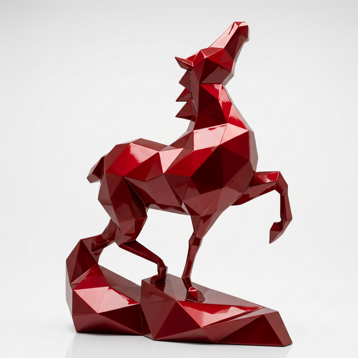 Petite Sculpture Cheval Polygone Métallique - Sculpture Origami