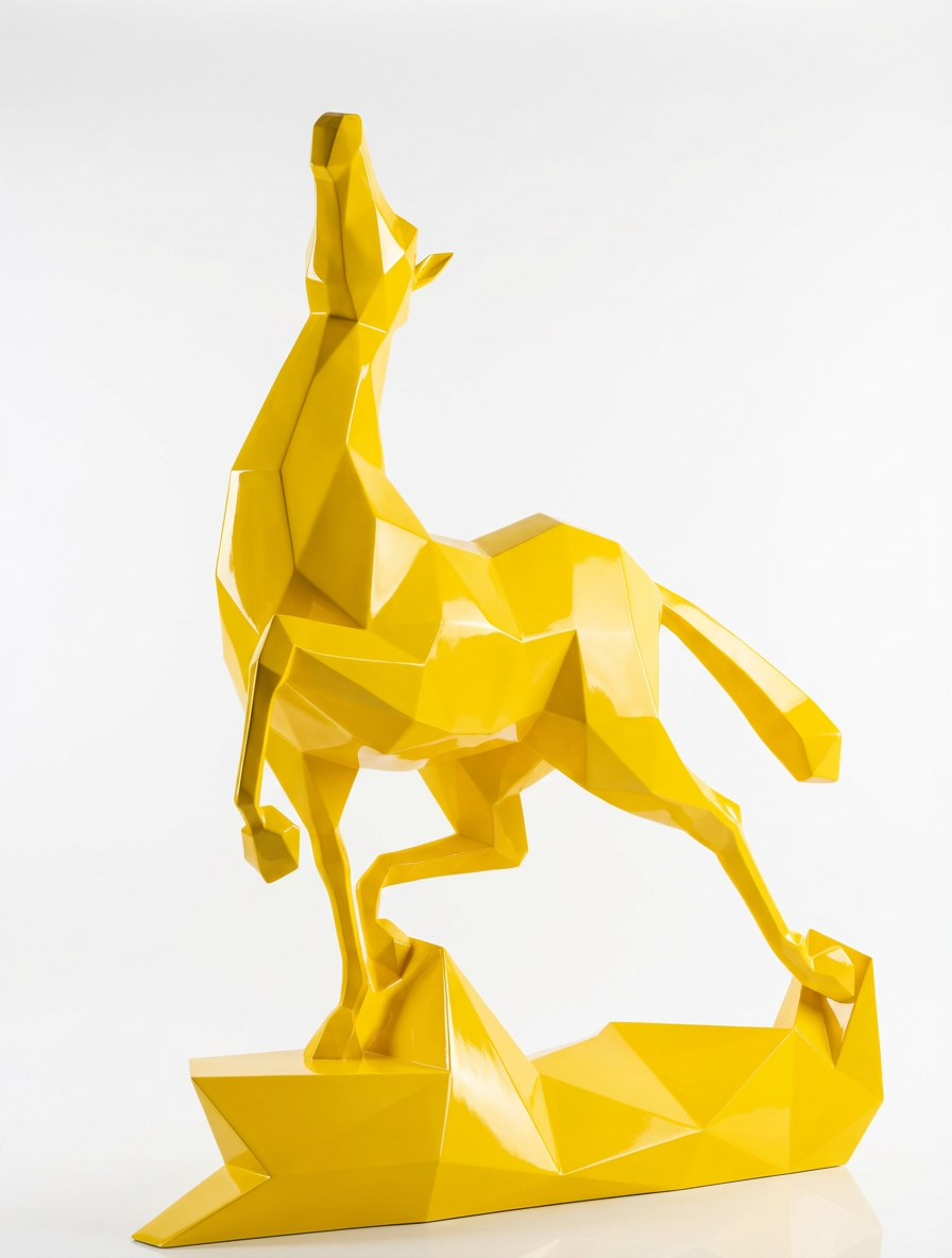 Petite Sculpture Cheval Polygone Métallique - Sculpture Origami