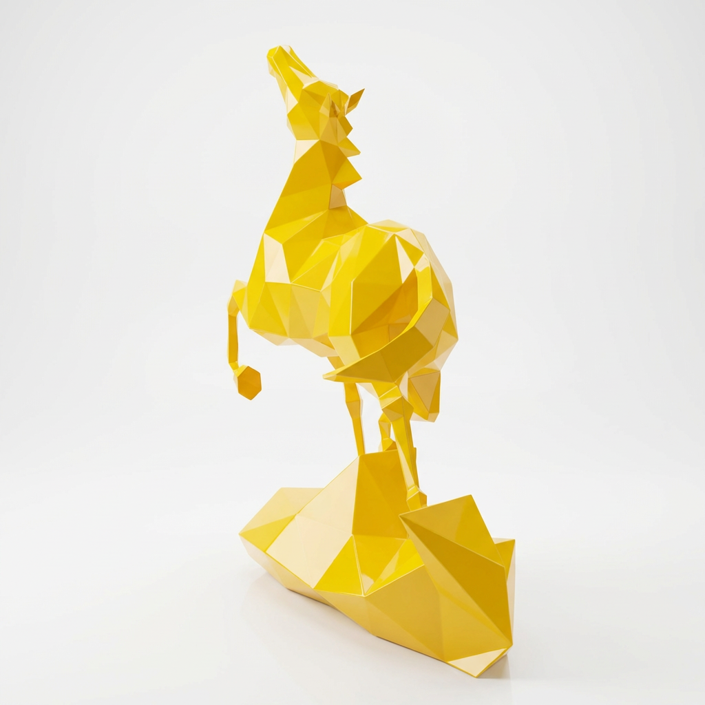 Petite Sculpture Cheval Polygone Métallique - Sculpture Origami