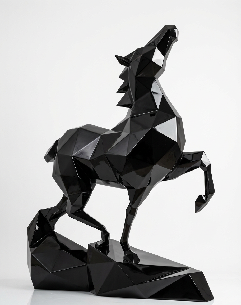 Petite Sculpture Cheval Polygone Métallique - Sculpture Origami