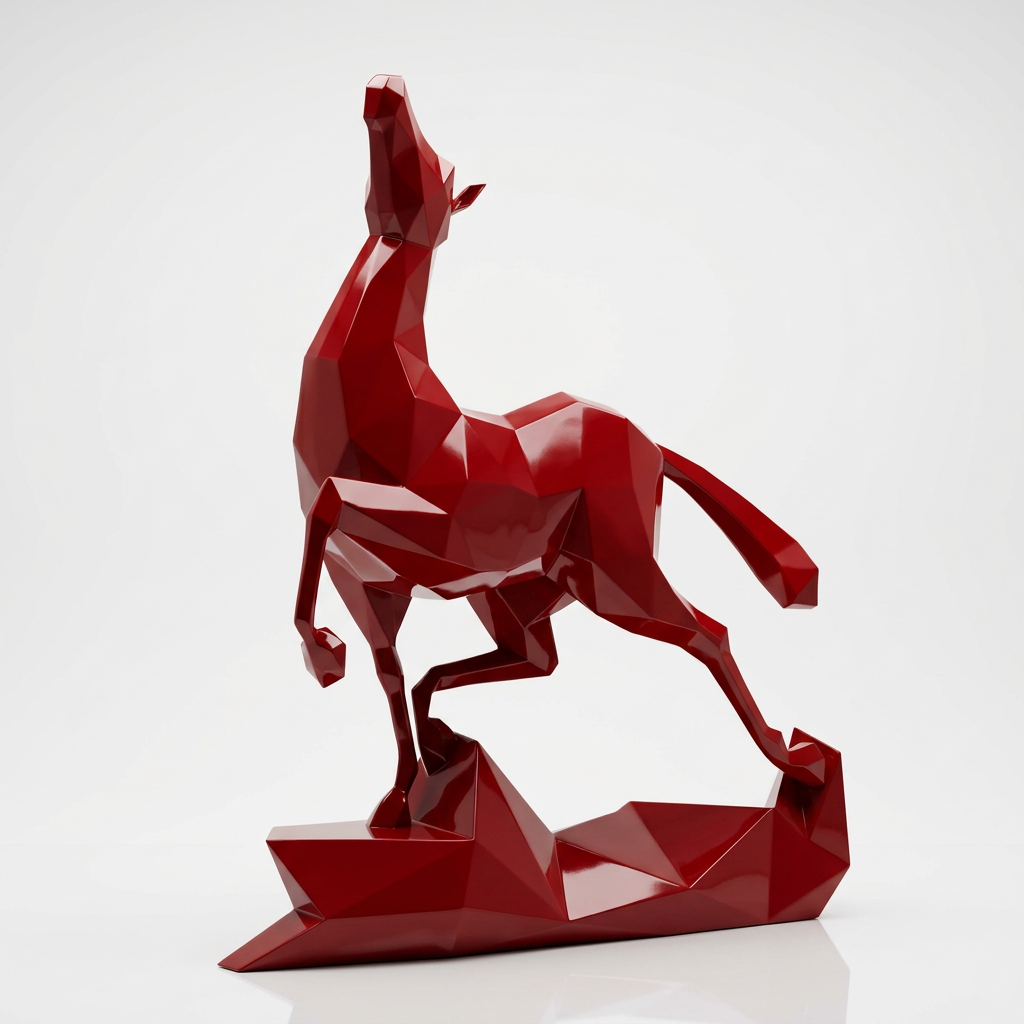 Petite Sculpture Cheval Polygone Métallique - Sculpture Origami