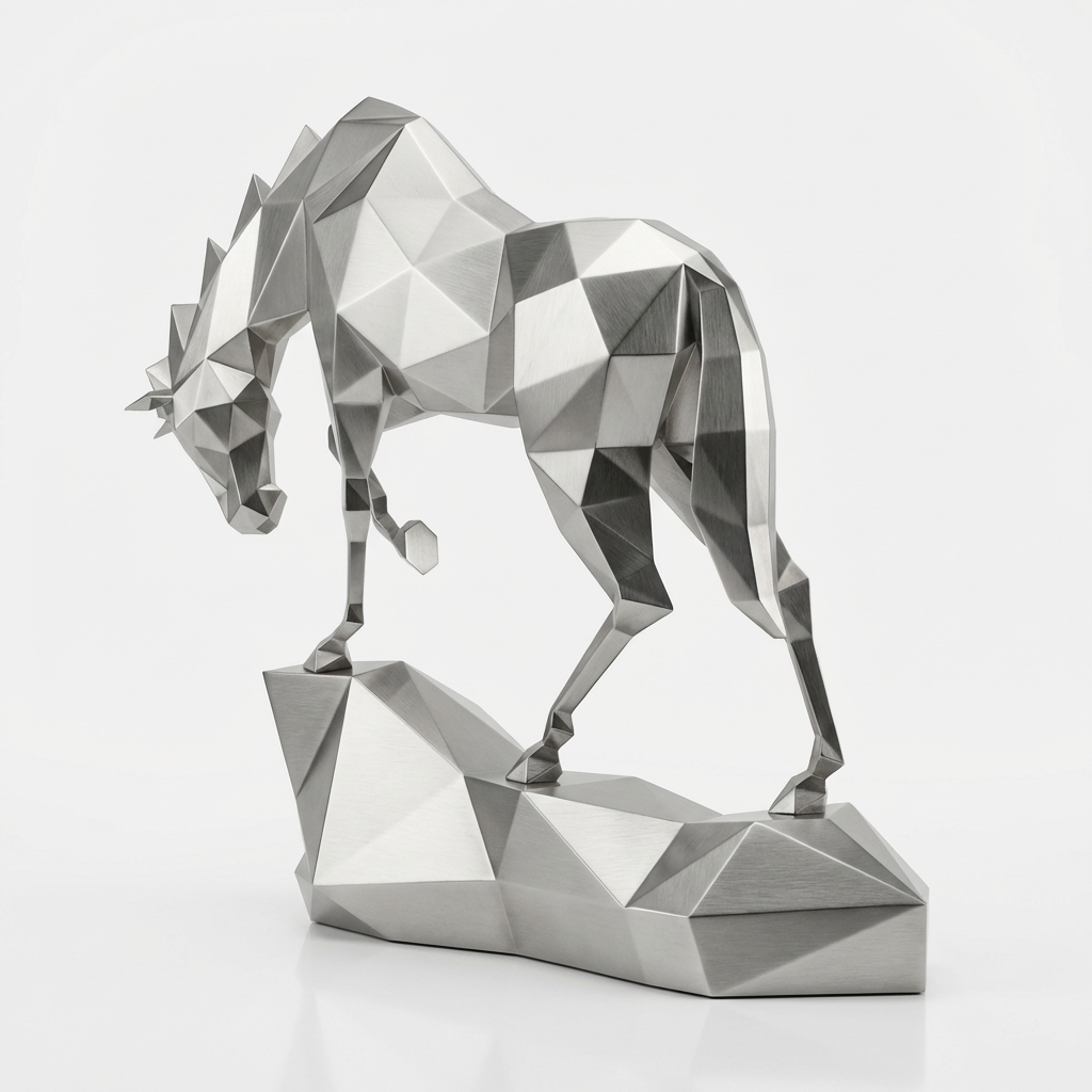 Grande Sculpture cheval Polygone - Sculpture Origami