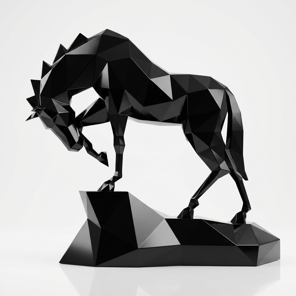 Petite Sculpture cheval Polygone en Résine - Sculpture Origami