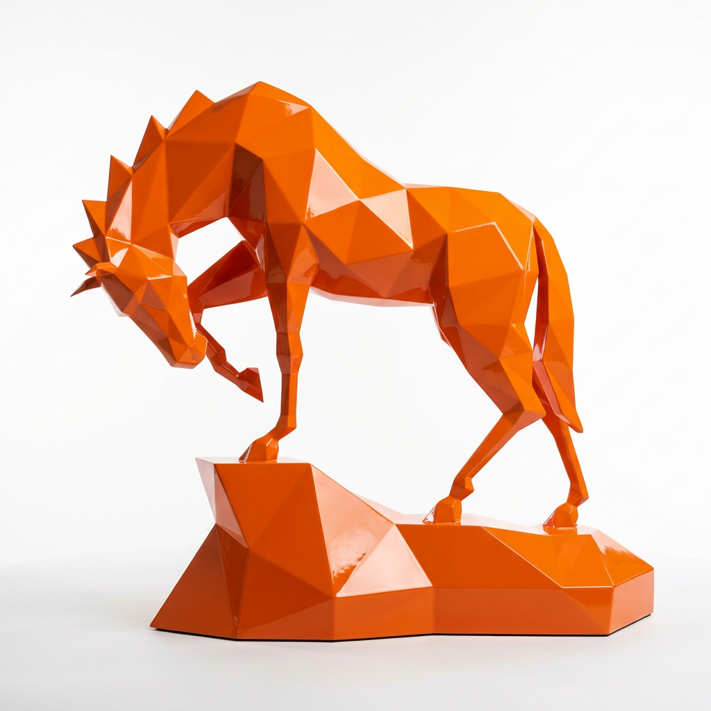 Petite Sculpture cheval Polygone en Résine - Sculpture Origami