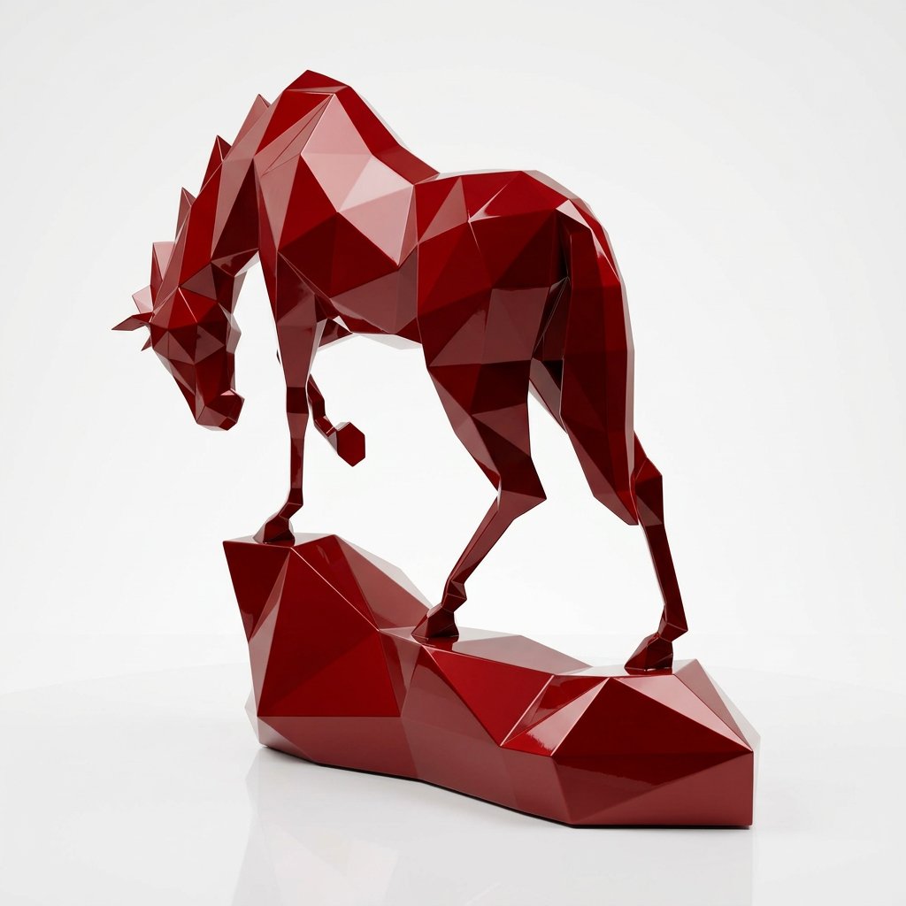 Petite Sculpture cheval Polygone en Résine - Sculpture Origami