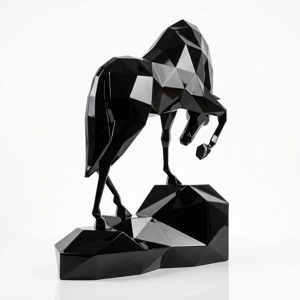Petite Sculpture cheval Polygone en Résine - Sculpture Origami