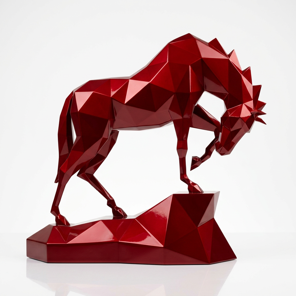 Petite Sculpture cheval Polygone en Résine - Sculpture Origami