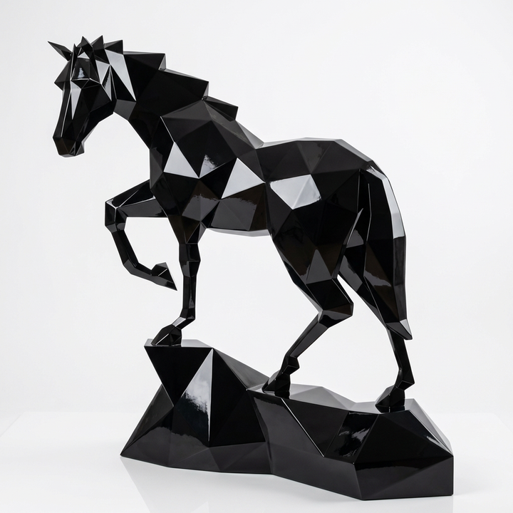 Petite Sculpture Origami Cheval Métallique - Sculpture Origami