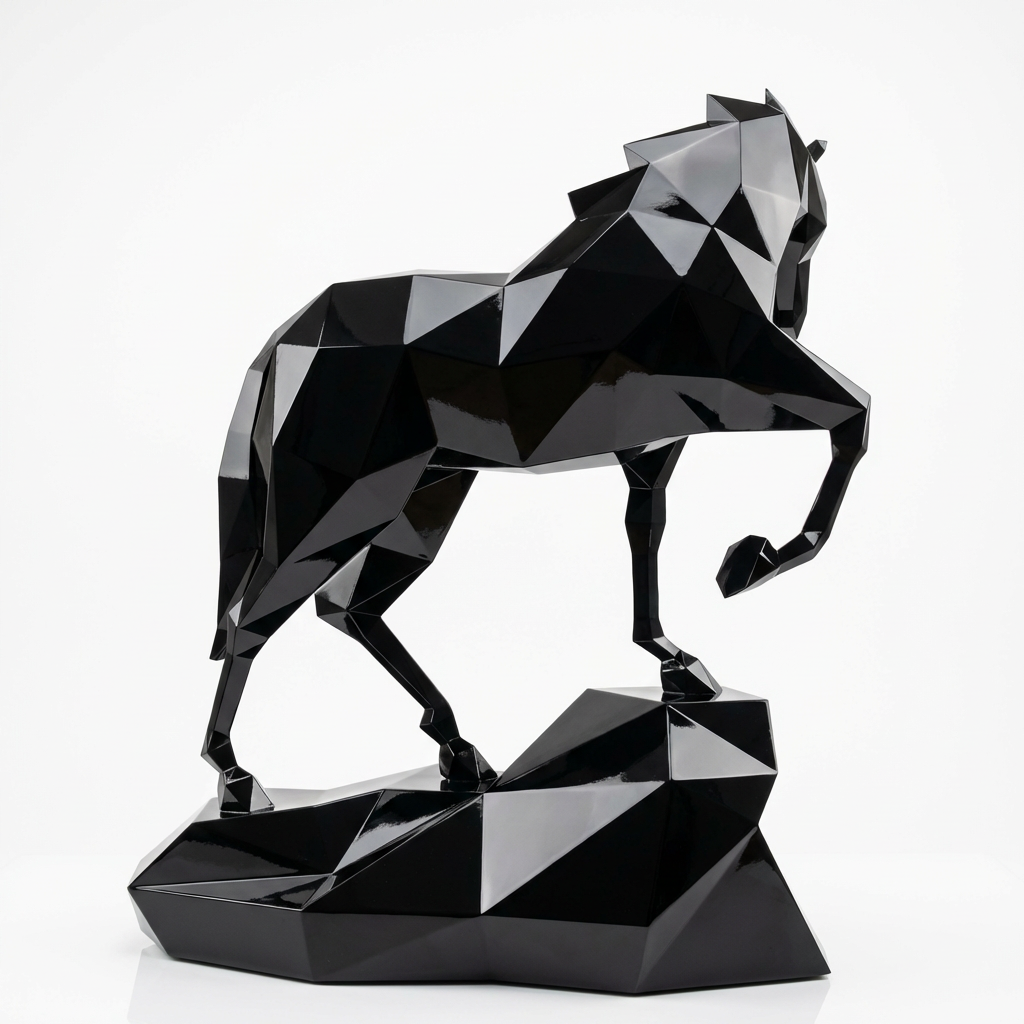 Petite Sculpture Origami Cheval Métallique - Sculpture Origami