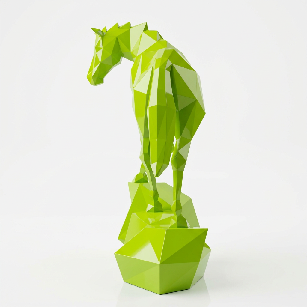 Petite Sculpture Origami Cheval Métallique - Sculpture Origami