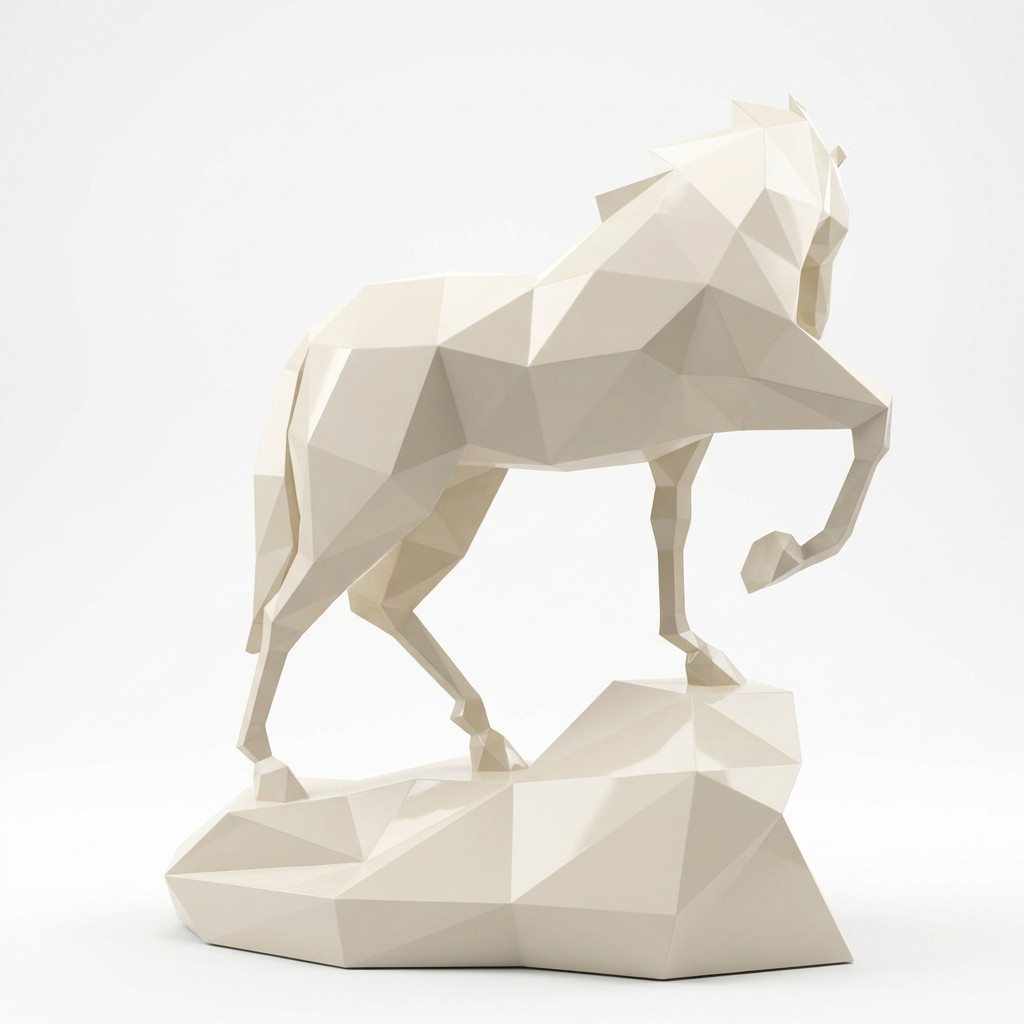 Petite Sculpture Origami Cheval Métallique - Sculpture Origami