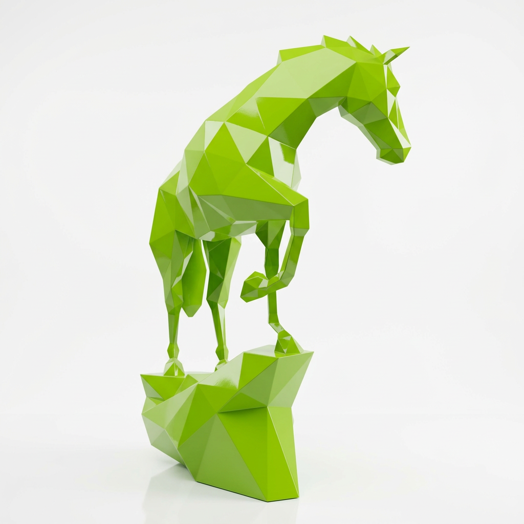 Petite Sculpture Origami Cheval Métallique - Sculpture Origami