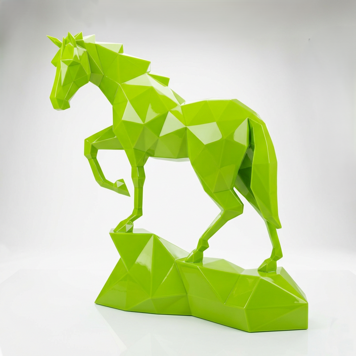Petite Sculpture Origami Cheval Métallique - Sculpture Origami