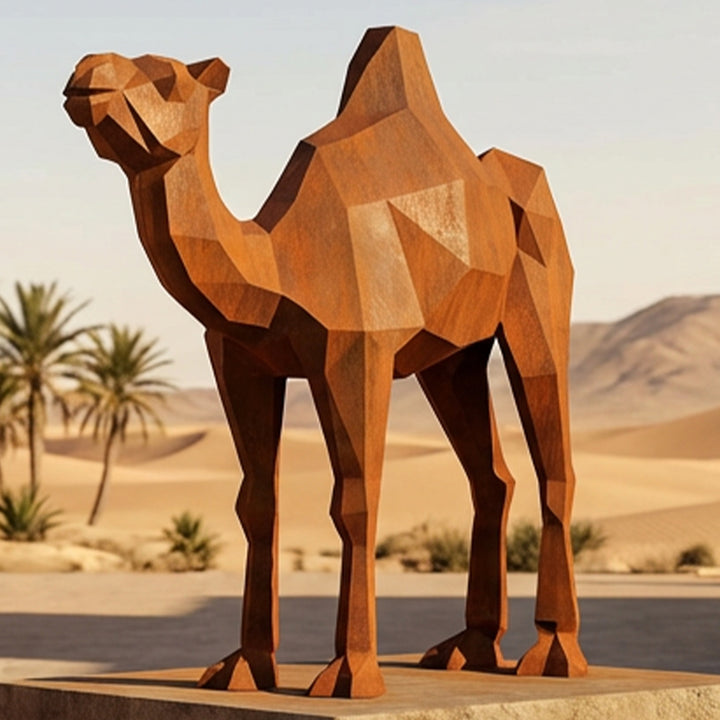 Petite Sculpture de Chameau Polygone - Sculpture Origami