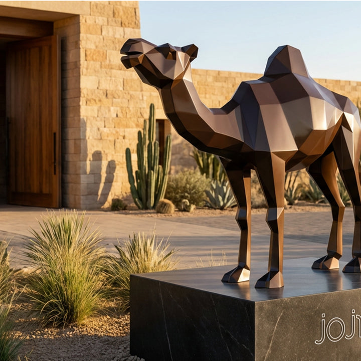 Petite Sculpture de Chameau Polygone - Sculpture Origami