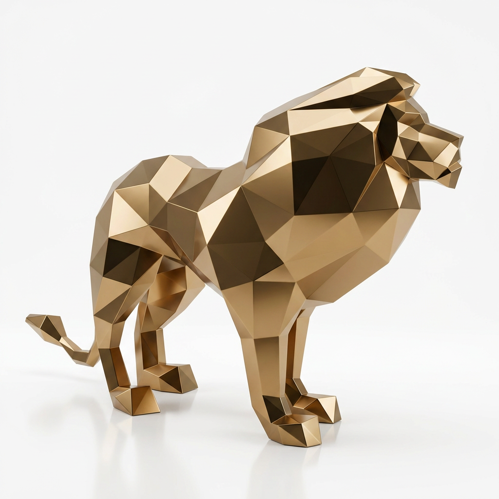 Grande Sculpture de Lion Origami - Sculpture Origami