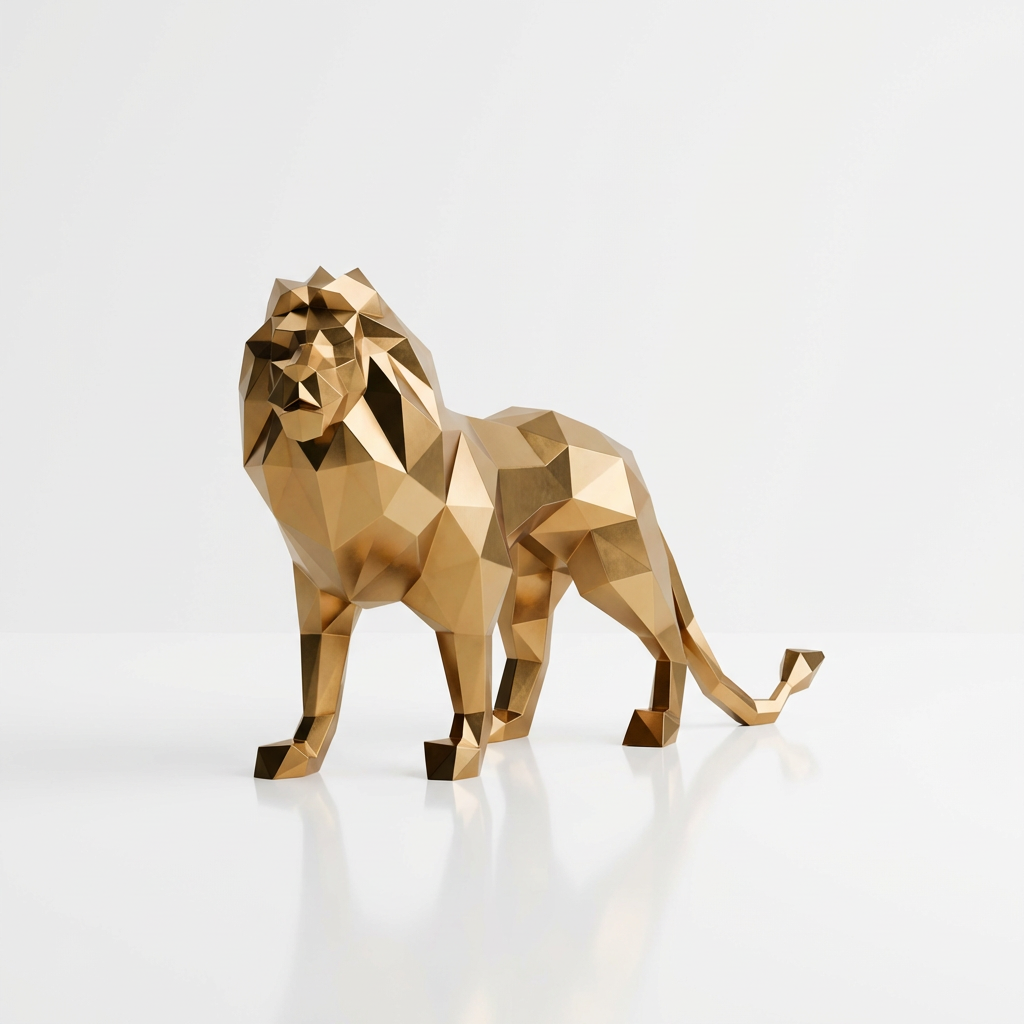 Grande Sculpture de Lion Origami - Sculpture Origami