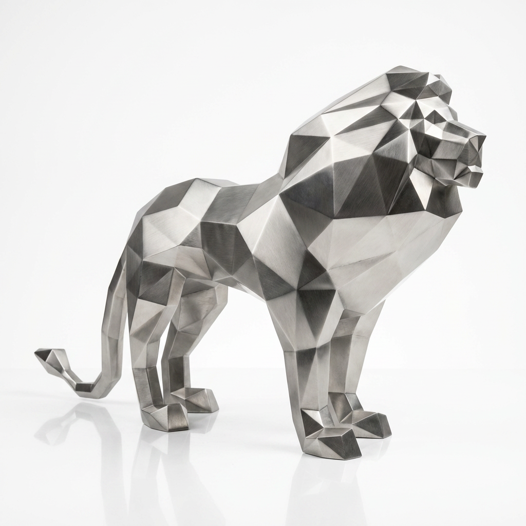 Grande Sculpture de Lion Origami - Sculpture Origami