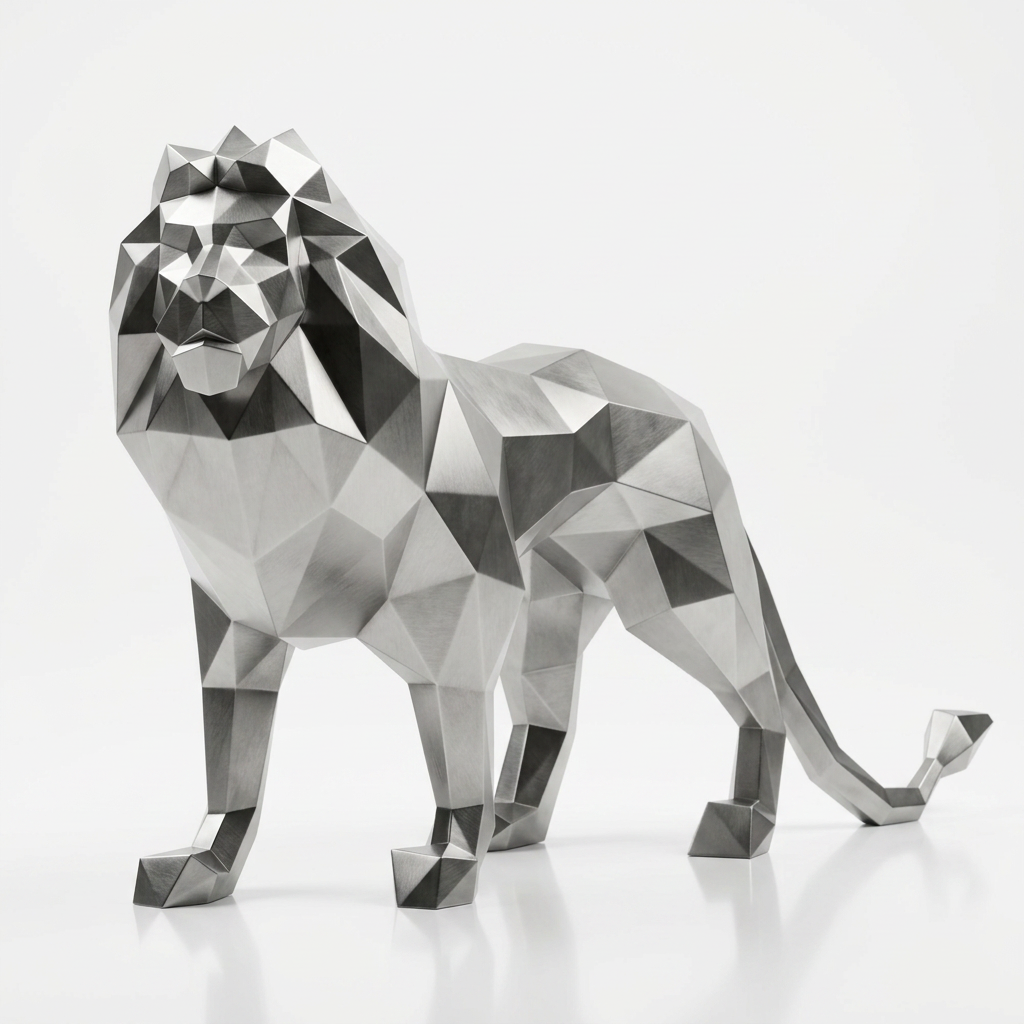 Grande Sculpture de Lion Origami - Sculpture Origami