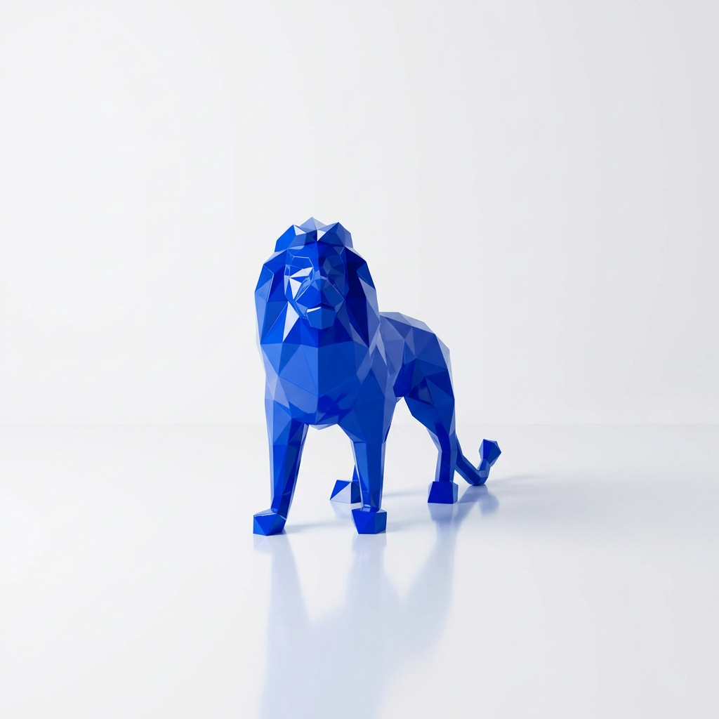 Grande Sculpture de Lion Origami en Résine - Sculpture Origami