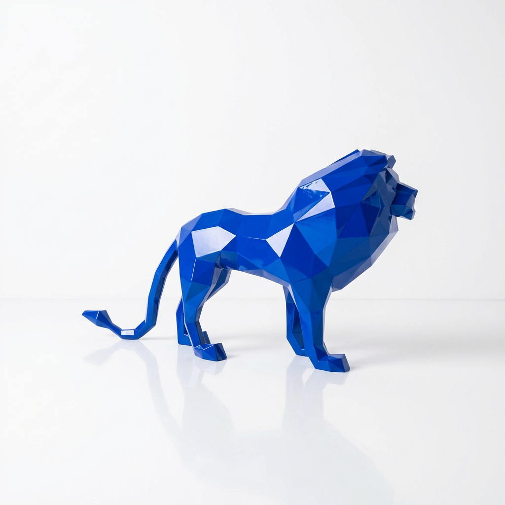 Grande Sculpture de Lion Origami en Résine - Sculpture Origami