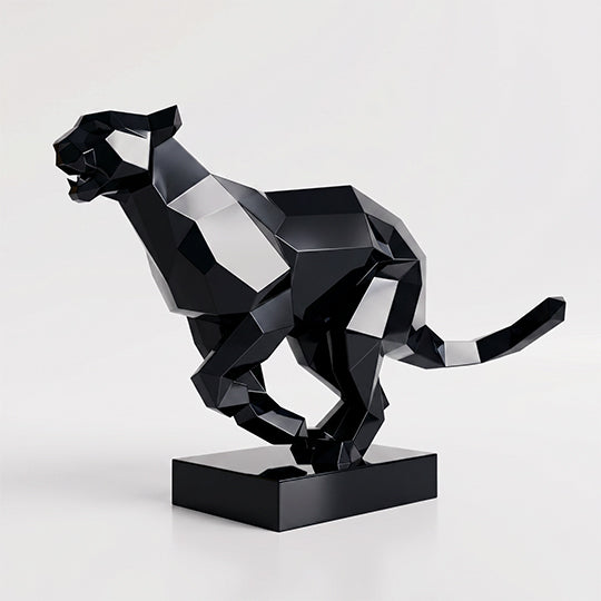 Sculpture Panthère en Mouvement Facettée - Sculpture Origami