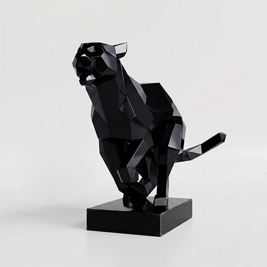 Sculpture Panthère en Mouvement Facettée - Sculpture Origami