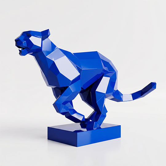 Sculpture Panthère en Mouvement Facettée - Sculpture Origami