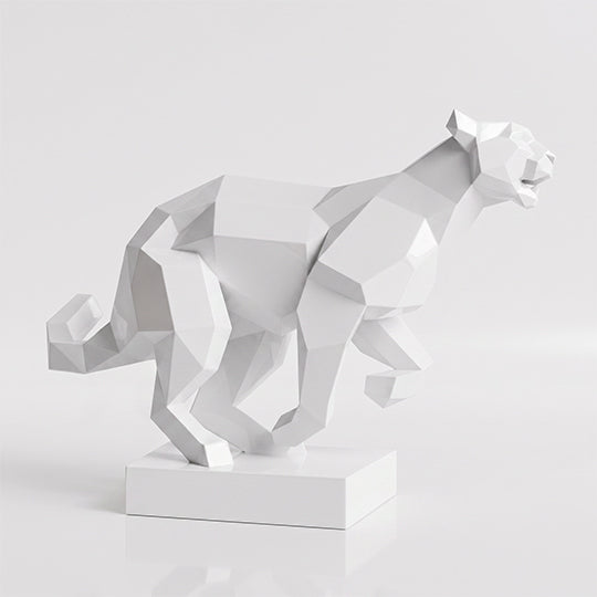 Sculpture Panthère en Mouvement Facettée - Sculpture Origami