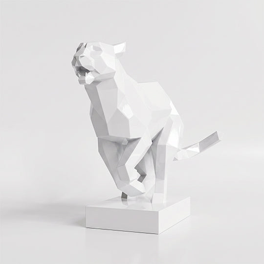 Sculpture Panthère en Mouvement Facettée - Sculpture Origami