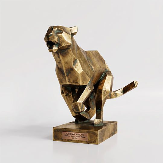 Sculpture Panthère en Mouvement Facettée - Sculpture Origami