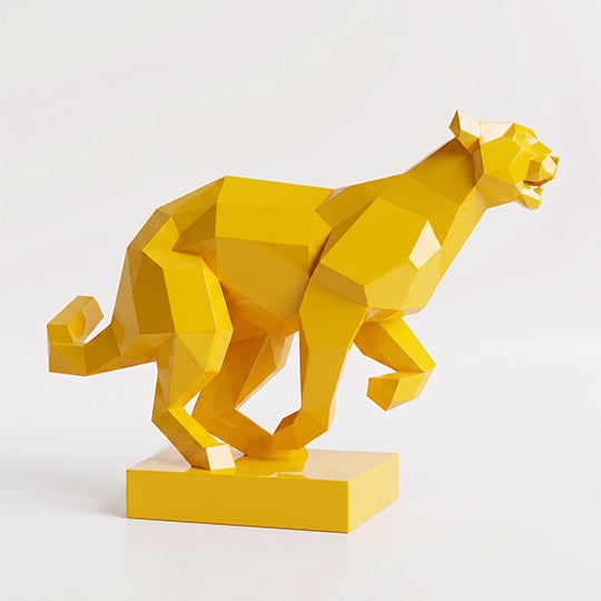 Sculpture Panthère en Mouvement Facettée - Sculpture Origami