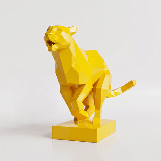 Sculpture Panthère en Mouvement Facettée - Sculpture Origami