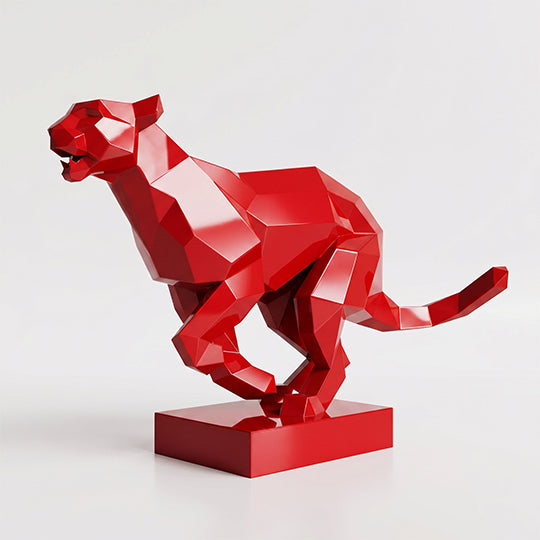 Sculpture Panthère en Mouvement Facettée - Sculpture Origami