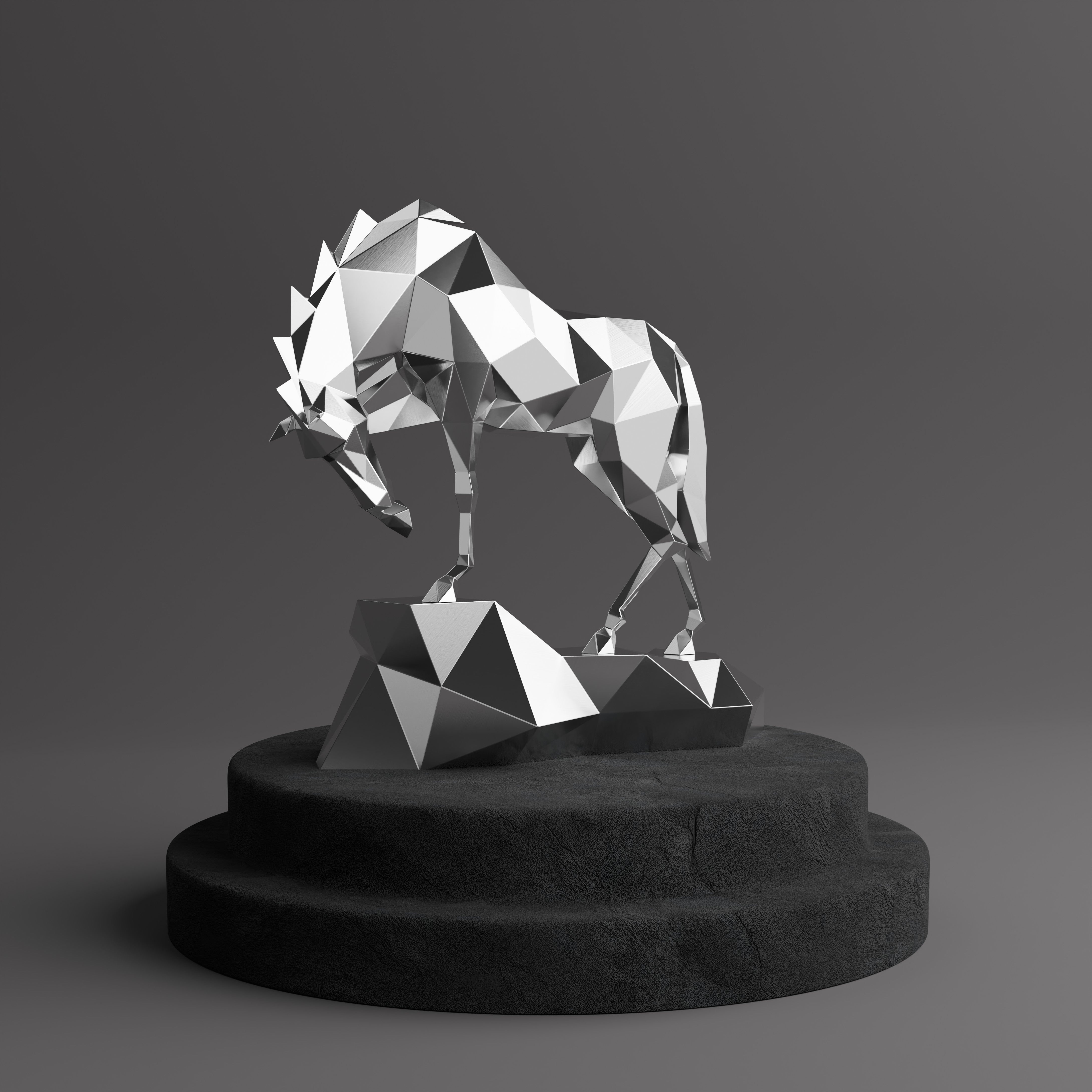 Sculpture cheval Polygone en Inox - Sculpture Origami