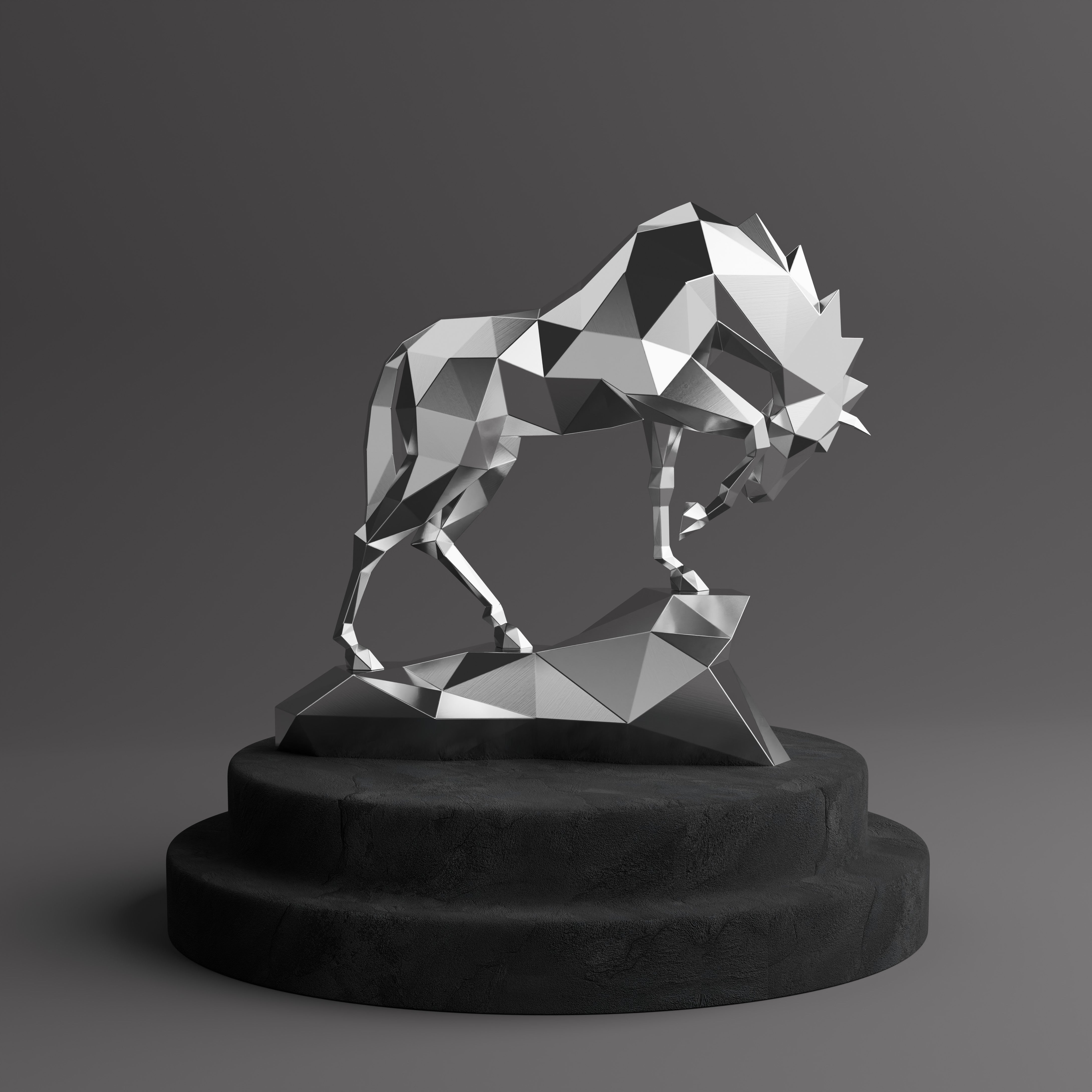 Sculpture cheval Polygone en Inox - Sculpture Origami