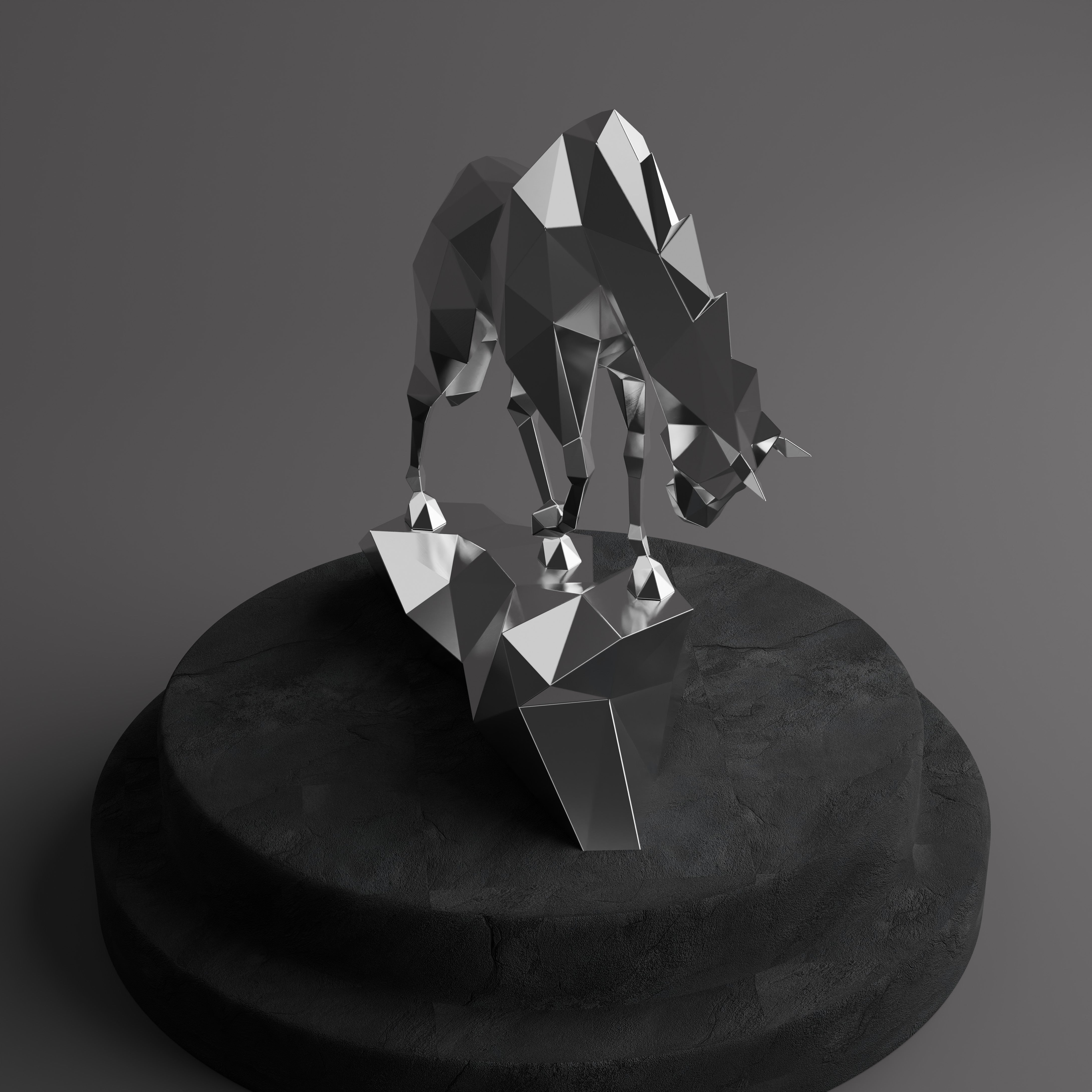 Sculpture cheval Polygone en Inox - Sculpture Origami