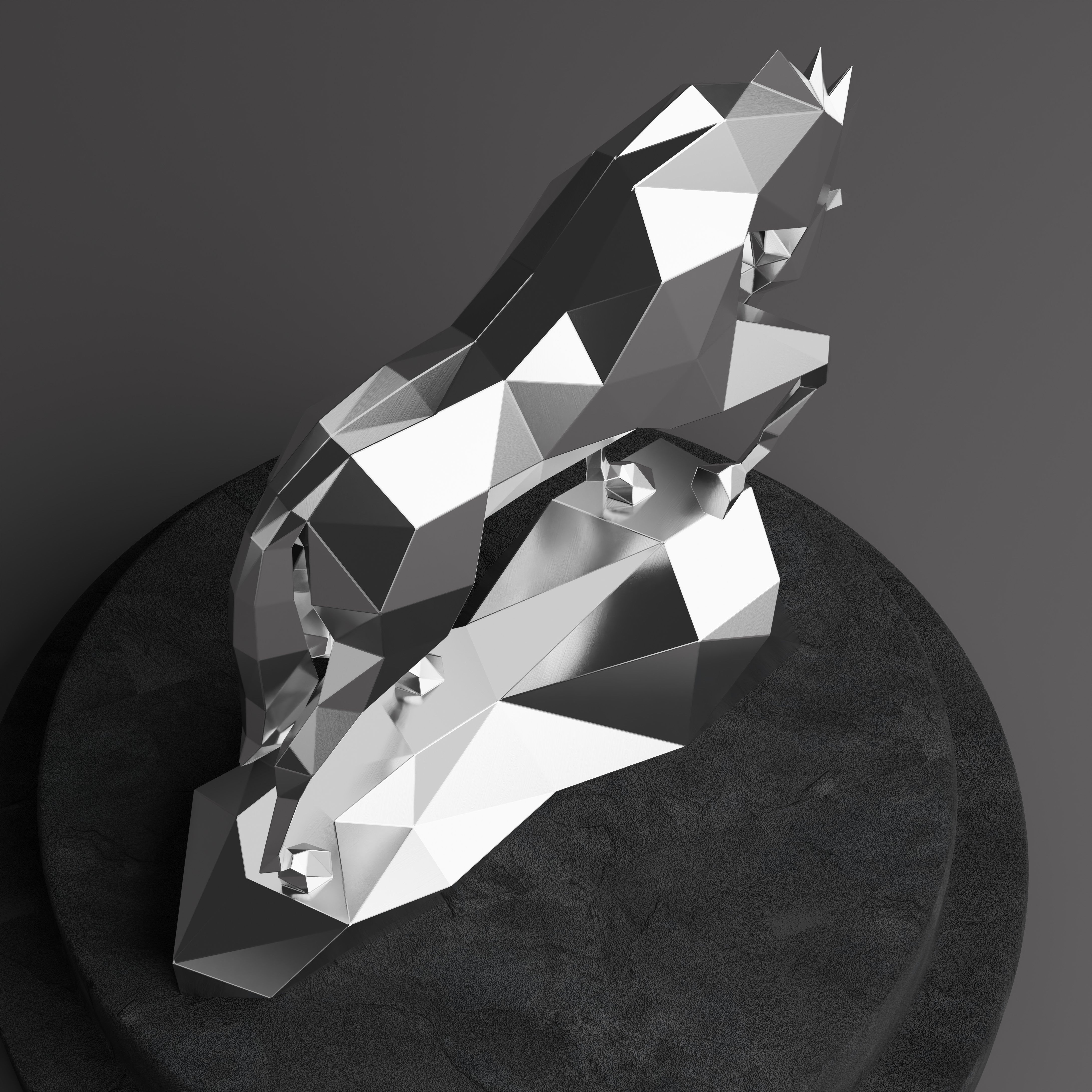 Sculpture cheval Polygone en Inox - Sculpture Origami