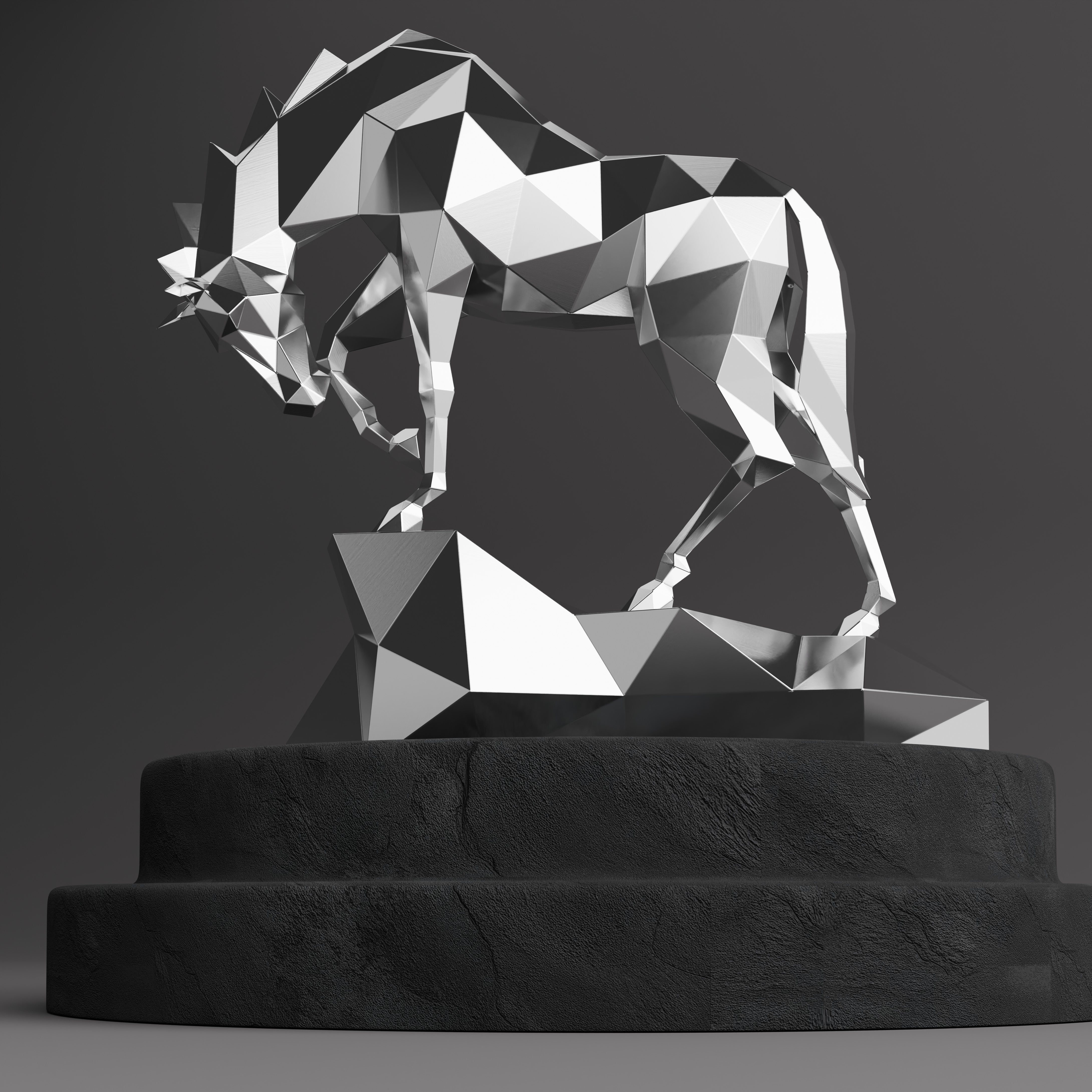 Sculpture cheval Polygone en Inox - Sculpture Origami