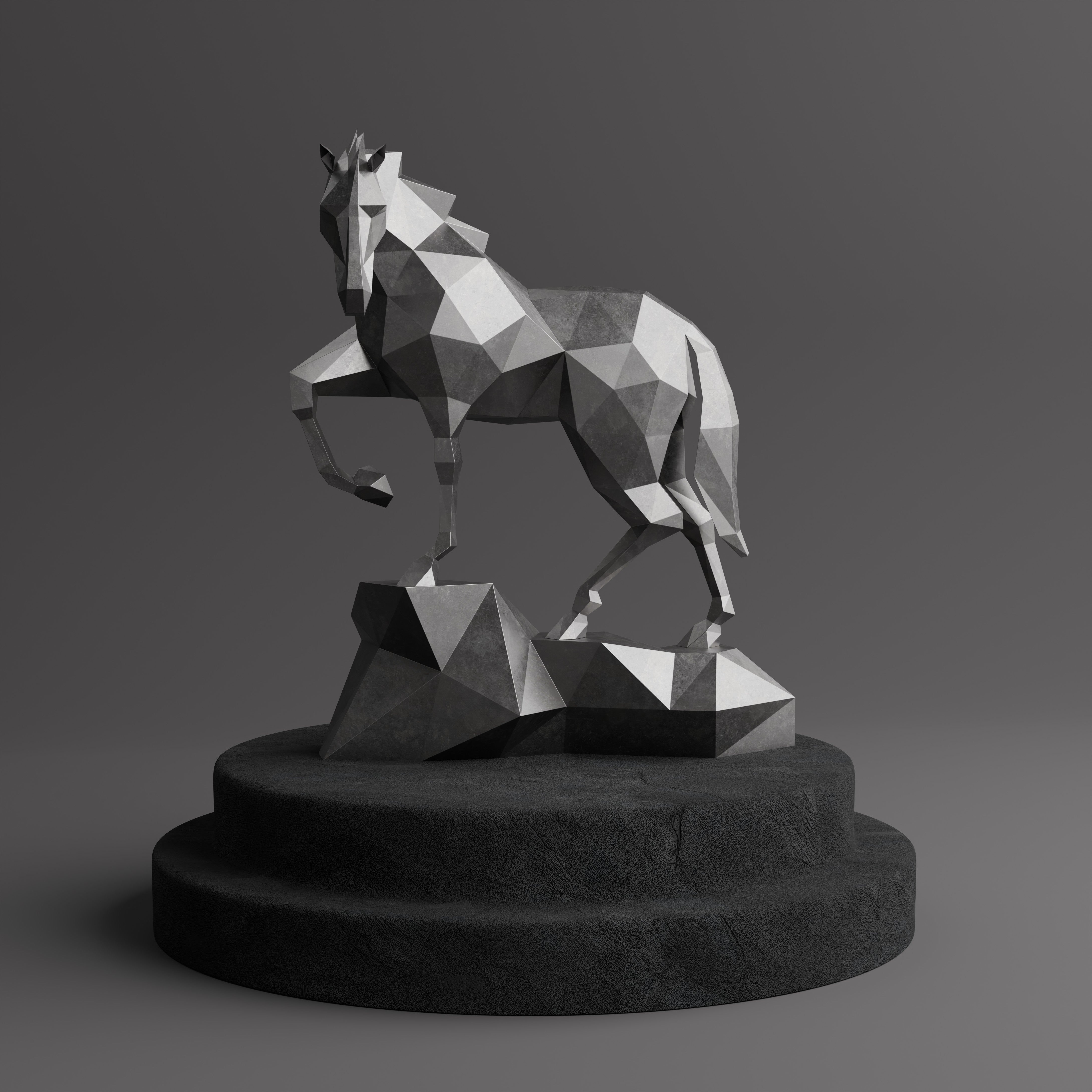 Sculpture Origami Cheval Métallique - Sculpture Origami