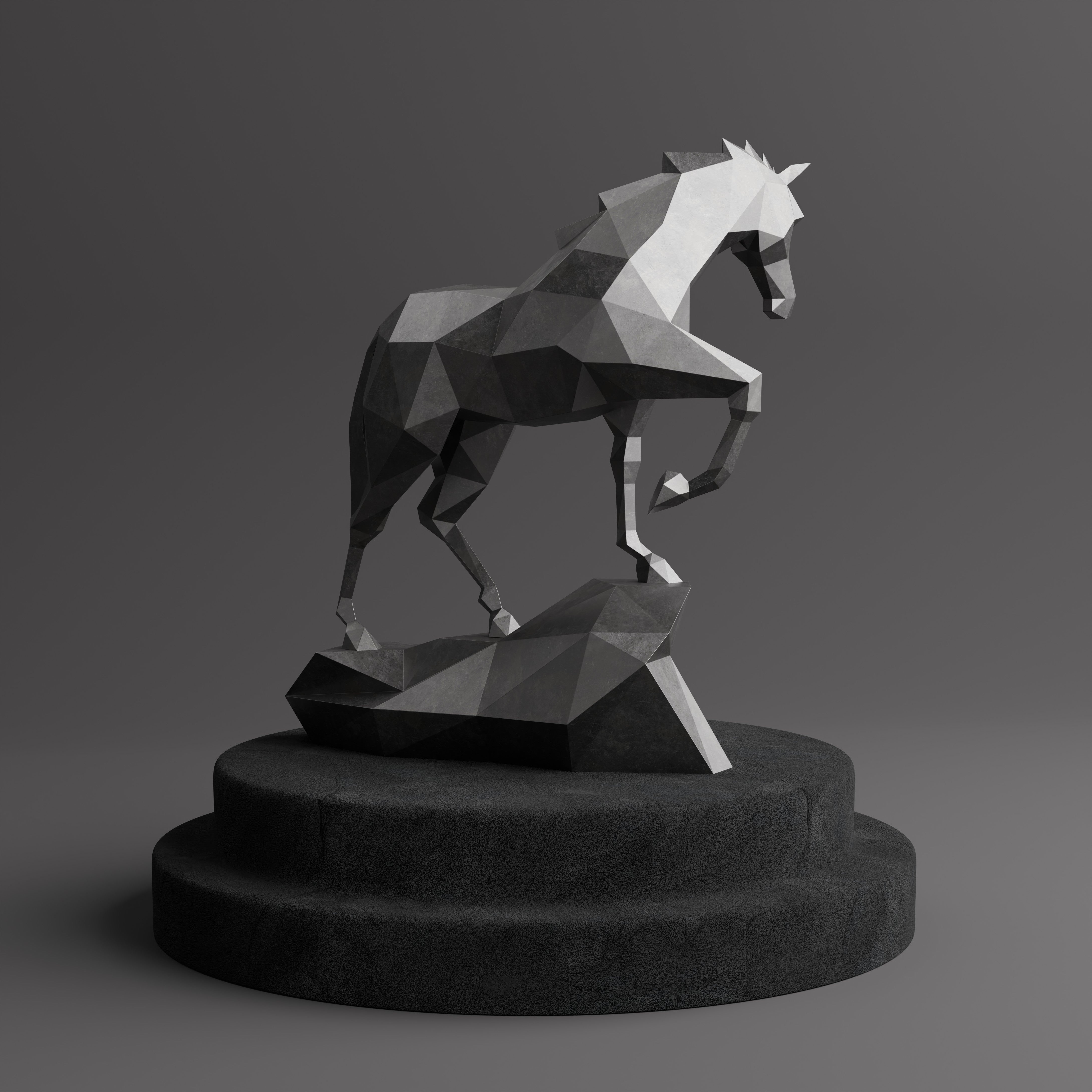 Sculpture Origami Cheval Métallique - Sculpture Origami