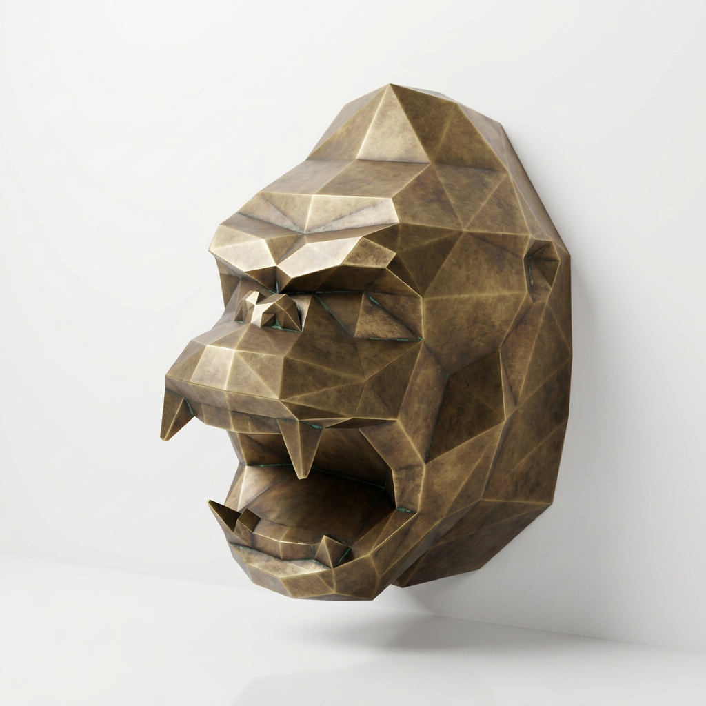 Statue Tête Gorille Géométrique - Sculpture Origami