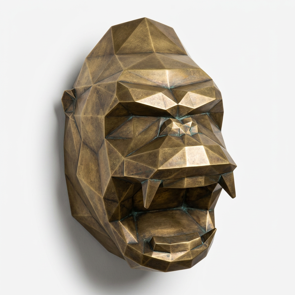 Statue Tête Gorille Géométrique - Sculpture Origami