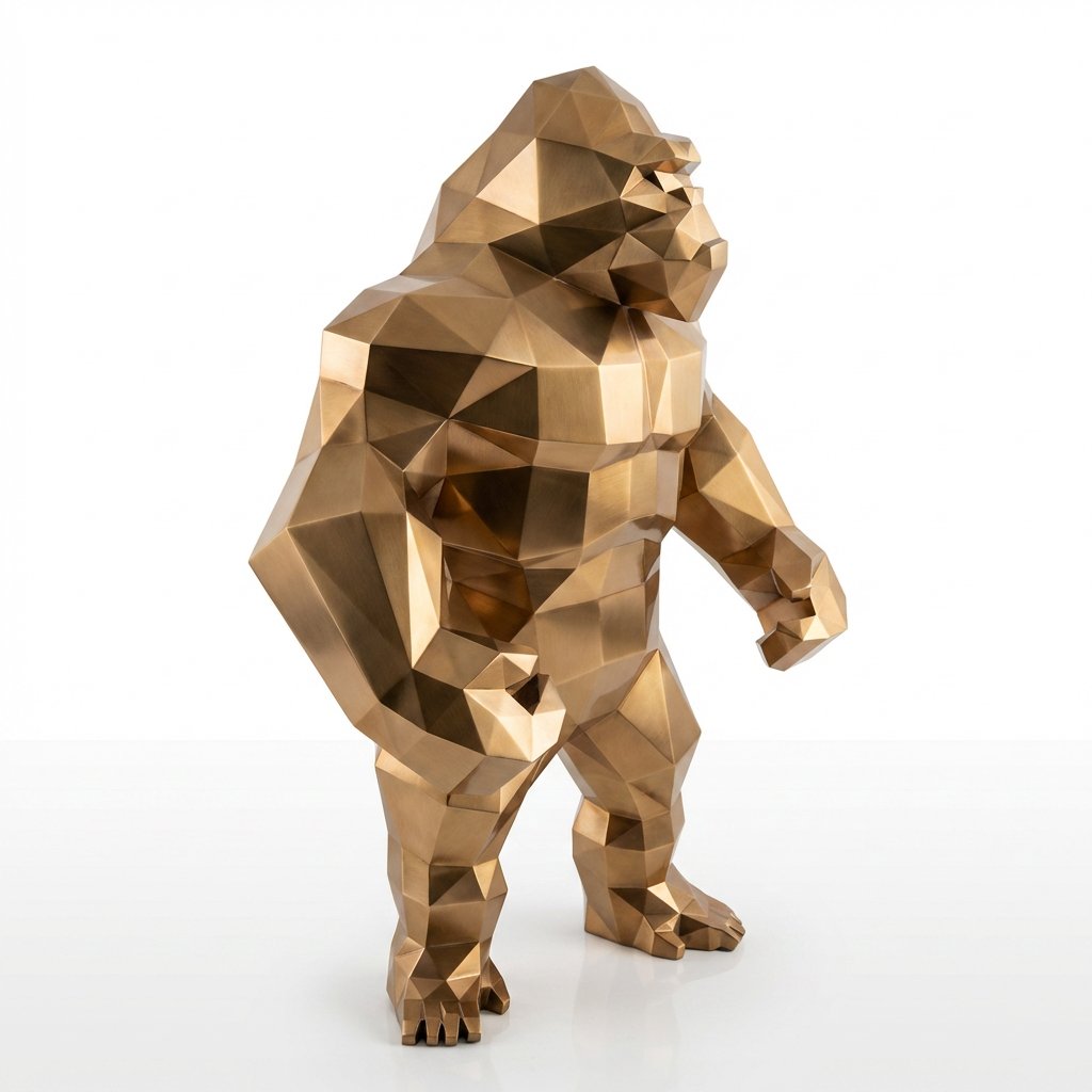 Grande Statue Géométrique de Gorille - Sculpture Origami