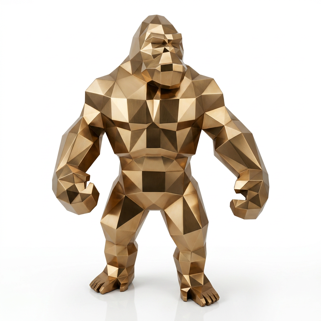Grande Statue Géométrique de Gorille - Sculpture Origami